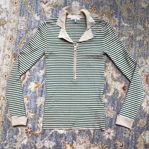 Ganni evangel striped knit collared top size s